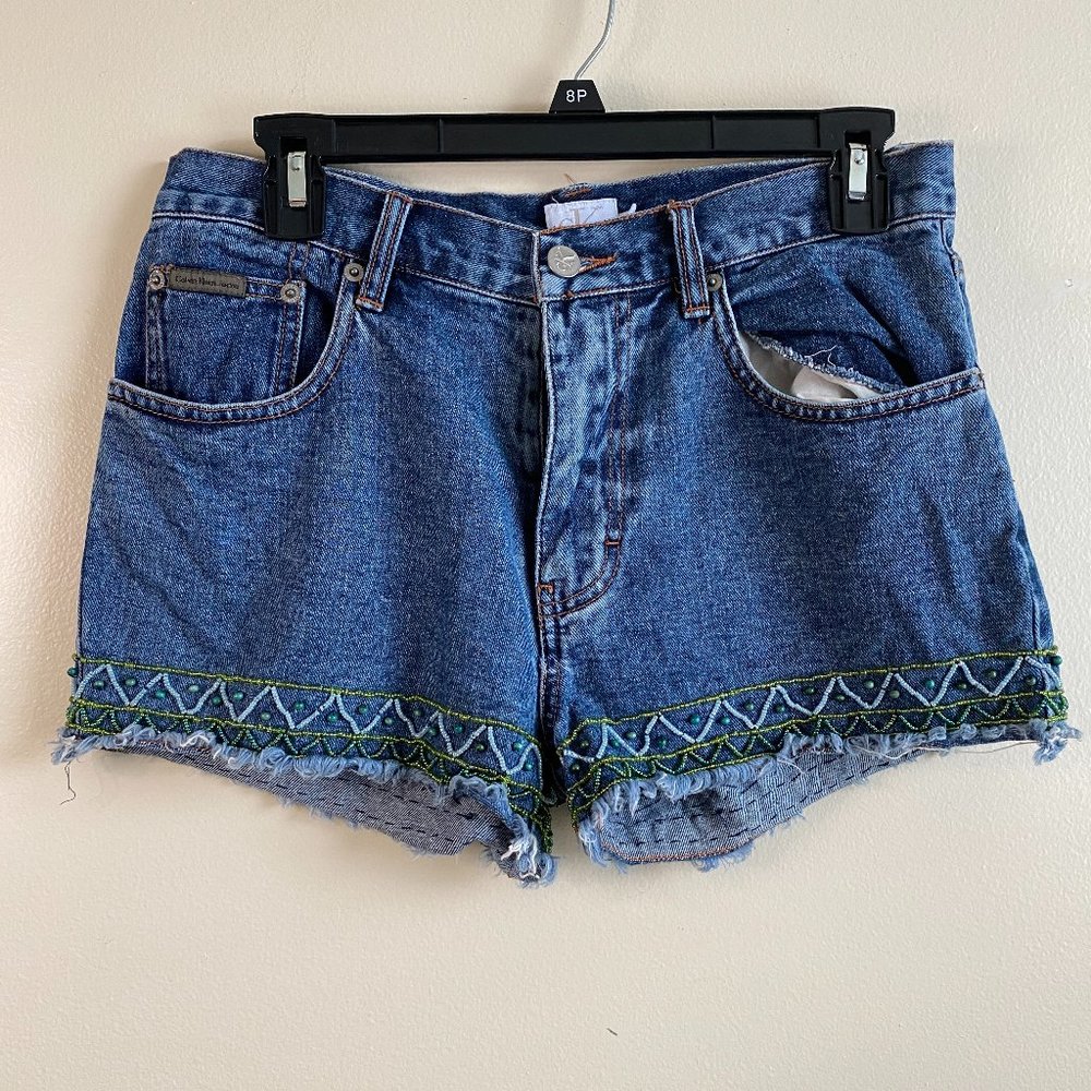 Beaded Calvin Klein Denim Shorts - image 1